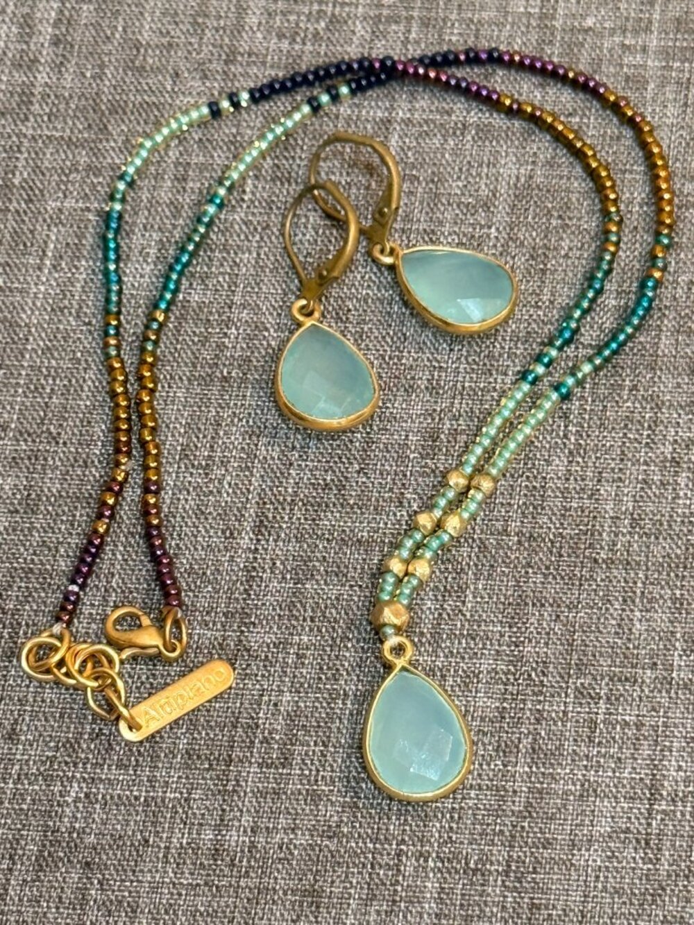 Altiplano Blue Teardrop Beaded Necklace & Matching Earrings